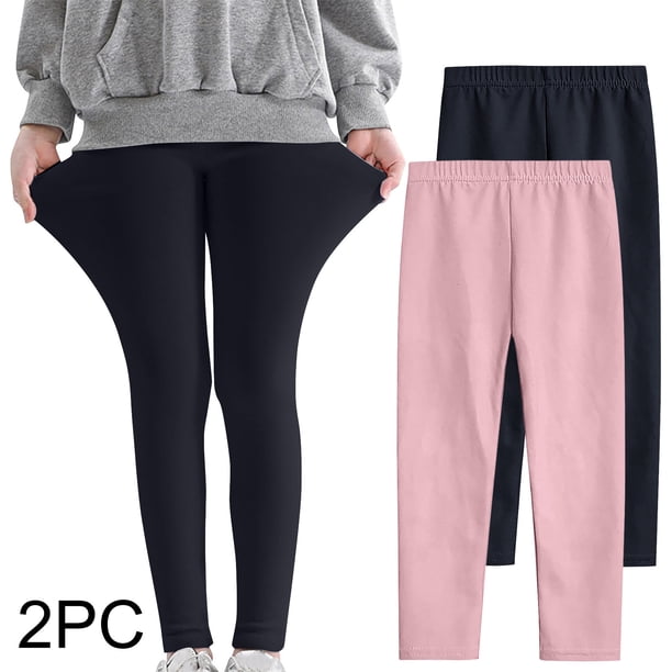 Odeerbi 3-12 Años Niñas 2 Pcs Leggings Mallas Elásticas Lycra Pantalones de Comodidad Suavidad Transpirable Pantimedias