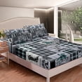 thumbnail image 2 of Western Bedding Set Full Cowboy Horse Bed Sheets Teen Boho Western Bull Cow Print Fitted Sheet American Wild West Sheets Blue Farmhouse Buffalo Plaid Decor, 2 of 4