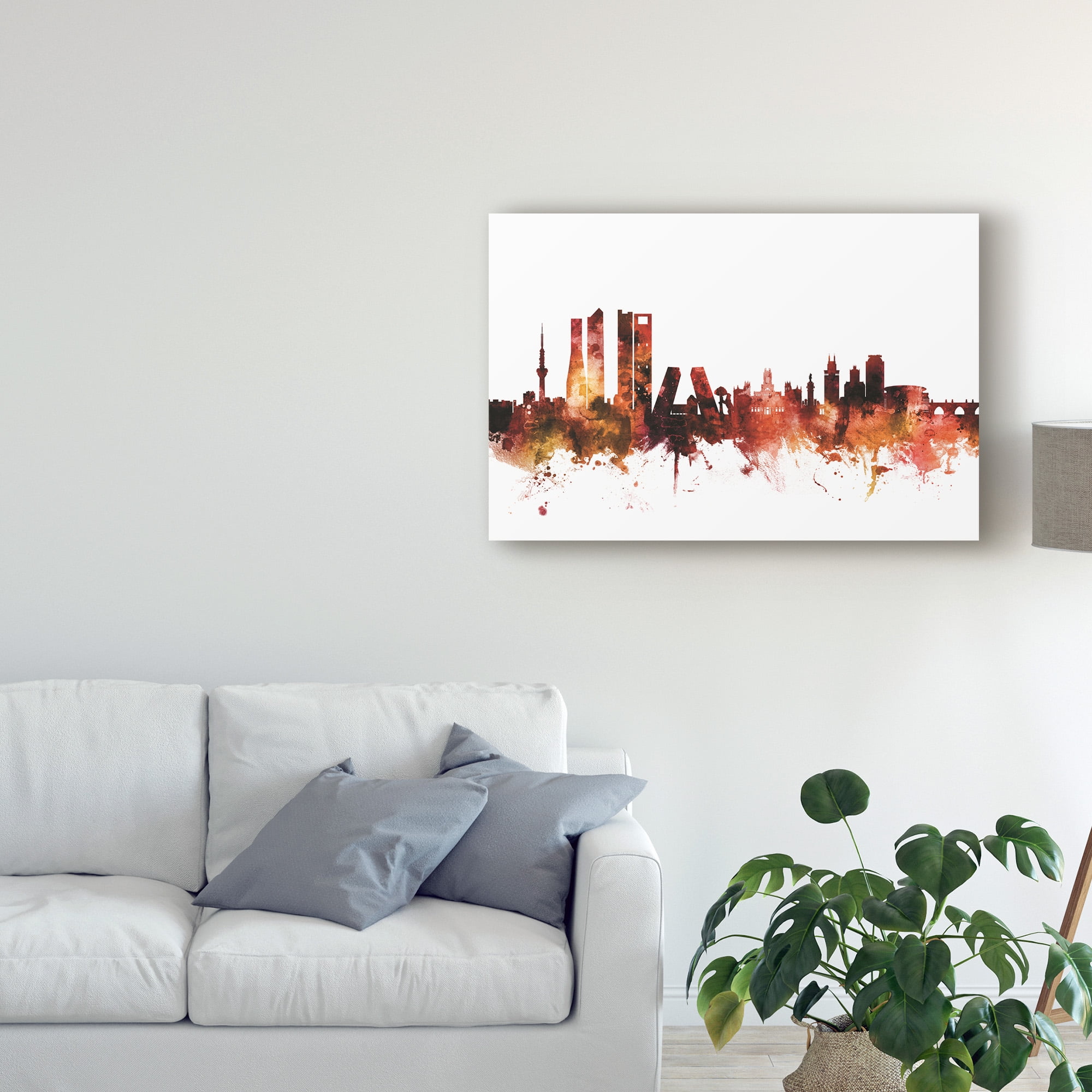 Trademark Fine Art 'Madrid Spain Skyline Red' Canvas Art by Michael Tompsett