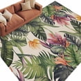 thumbnail image 3 of 5x8Ft Area Rugs, Palm Leaves Non-Skid Rubber Backing Large Rectangle Rugs - Living Room Bedroom Home Office, Summer Botanical Tropical Plants Rustic Indoor Floor Mat Carpets Washable Rug, 3 of 9