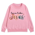 thumbnail image 4 of Little Girl Long Sleeve Sweatshirts Graphic Prints Sweatshirt Crewneck Cute Drop Shoulder Pullover Tops Size 8-9T ,Pink, 4 of 5