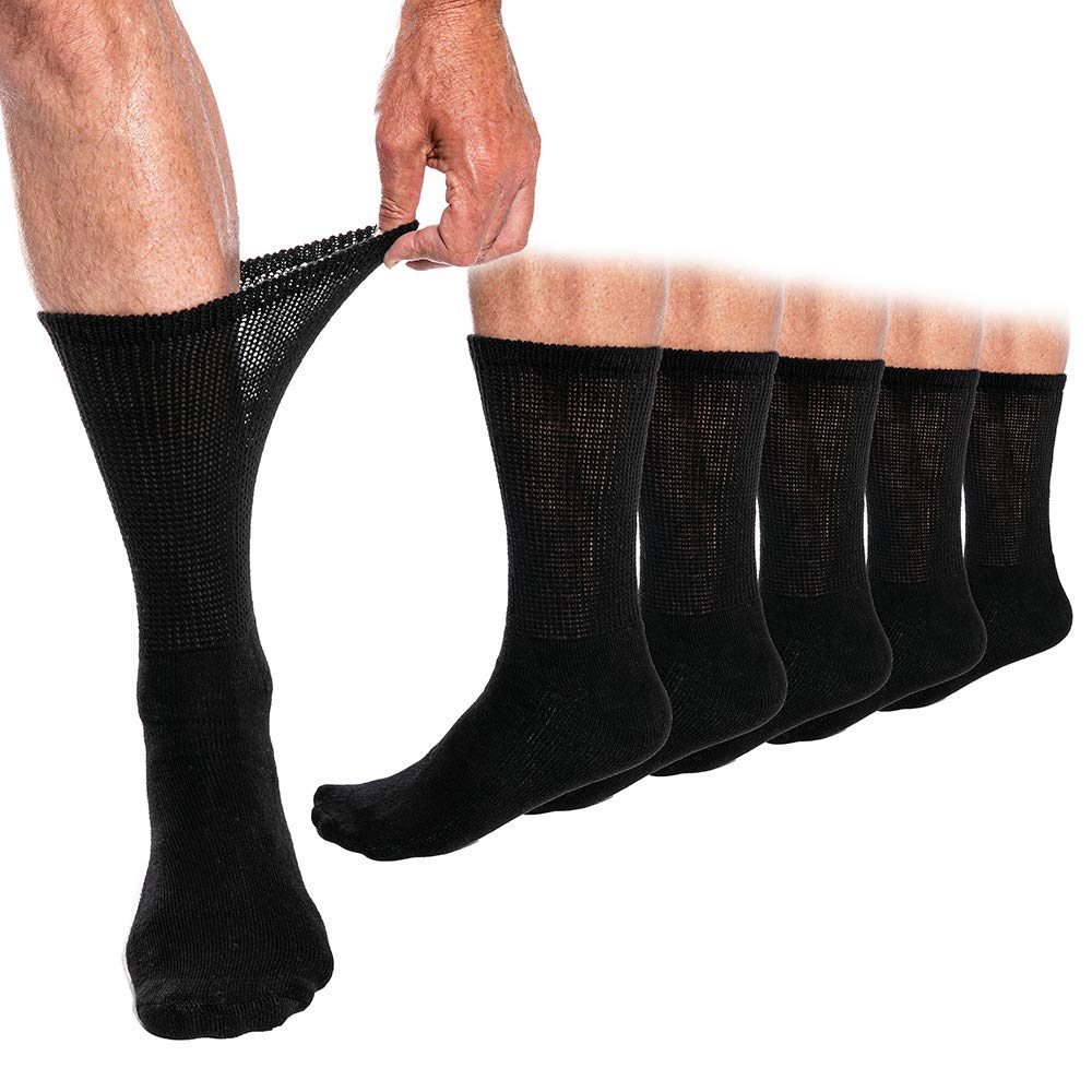 Official Diabetic Socks MultiPack Crew Socks Black, Grey, White