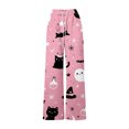 thumbnail image 4 of Halloween Pajama Pants for Women Spooky Pumpkin Ghost Lounge Bottoms Pjs Fall Halloween Jammies (Z003#-Pink L), 4 of 5