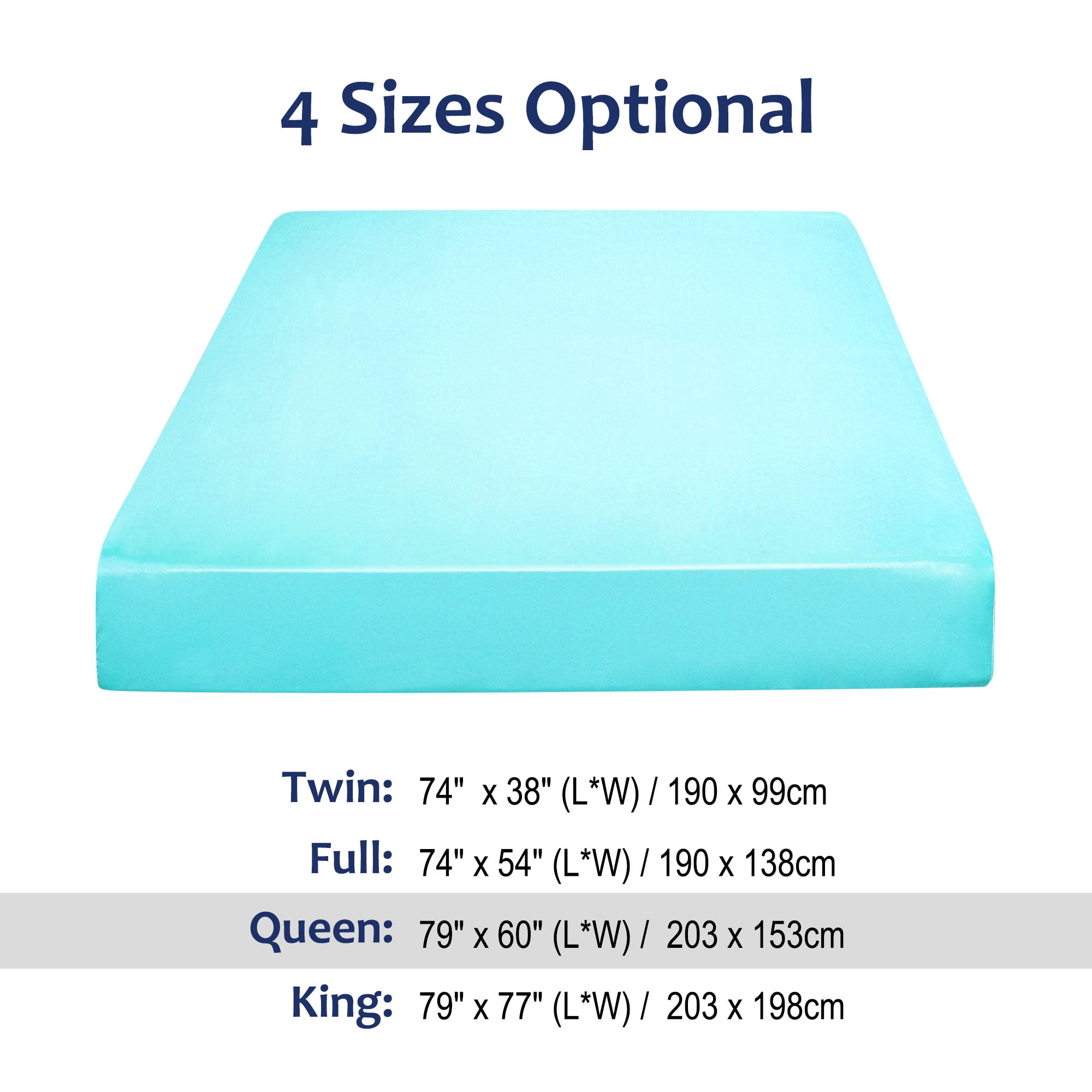 Unique Bargains 12" Large Pocket Satin Silk Fitted Sheet Queen Cyan