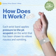 Three Lollies Queasy Wrist Bands - Natural Nausea Relief & Sickness Prevention - Travel & Motion Sickness Bands - Relief from Nausea - White - 1 ct (2 Wrist Bands)