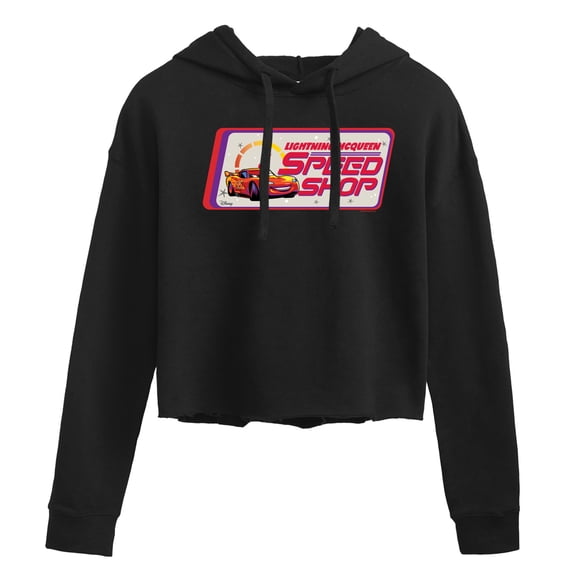 Disney Cars - Lightning McQueen Speed Shop - Juniors Cropped Pullover Hoodie