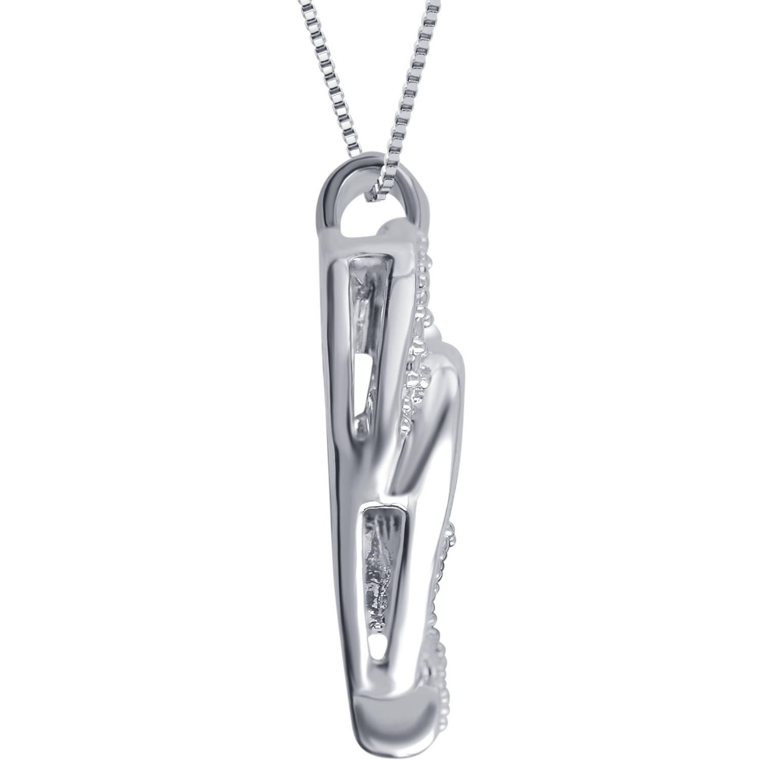 Diamond Accent Silvertone Two Heart Pendant, 18" Chain