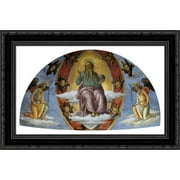 Lord in Glory with Angels. Annunciation 24x18 Black Ornate Wood Framed Canvas Art by Perugino, Pietro