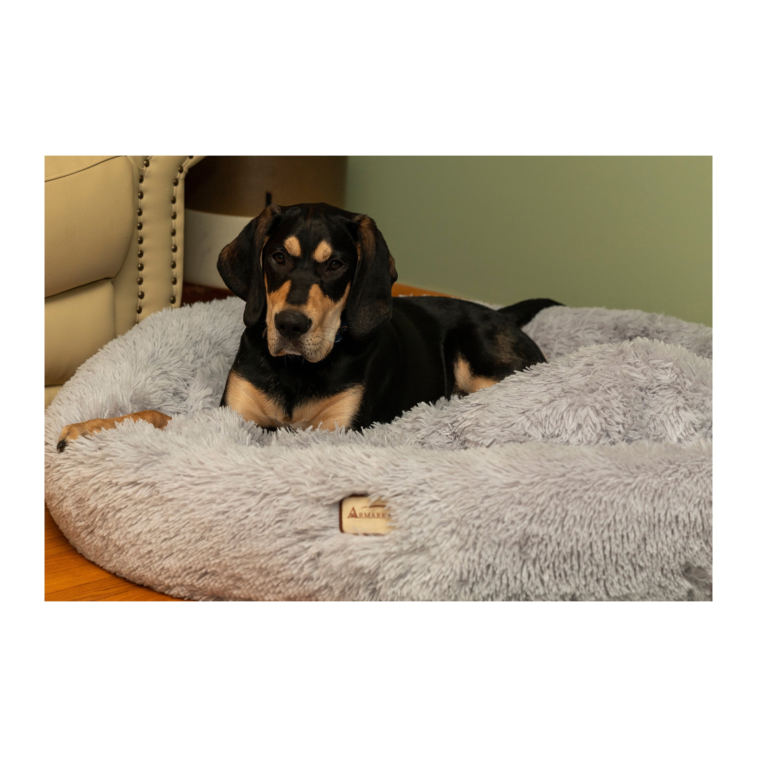 Dog Bed Cat Bed Donut, Long Faux Fur Pet Bed, Warm Donut Cuddler, Round Plush Dog Beds for Large Medium Dogs and Cats, Armarkat, C71