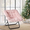 thumbnail image 6 of LIFERECORD Oversized Faux Fur Folding Chair - Plush Lounge Chair for Adults, Large Foldable Reading Chair for Bedroom, Dorm & Living Room, Pink, 6 of 7