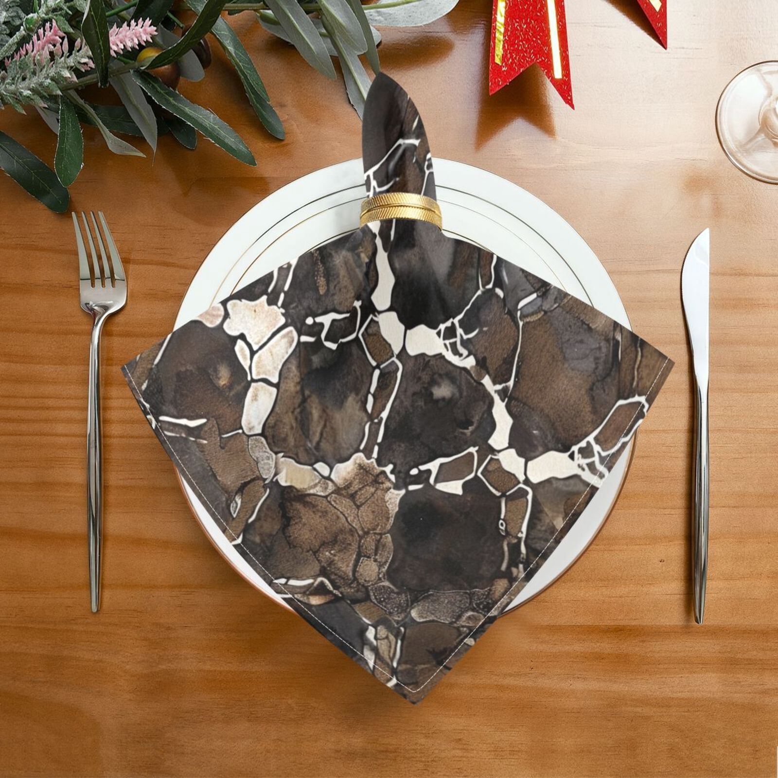 JSTEL Snake Skin Print Cloth Napkins Set of 6, 20x20 Inch Washable and Reusable Napkin for Decoupage Dinner Party Everyday Use