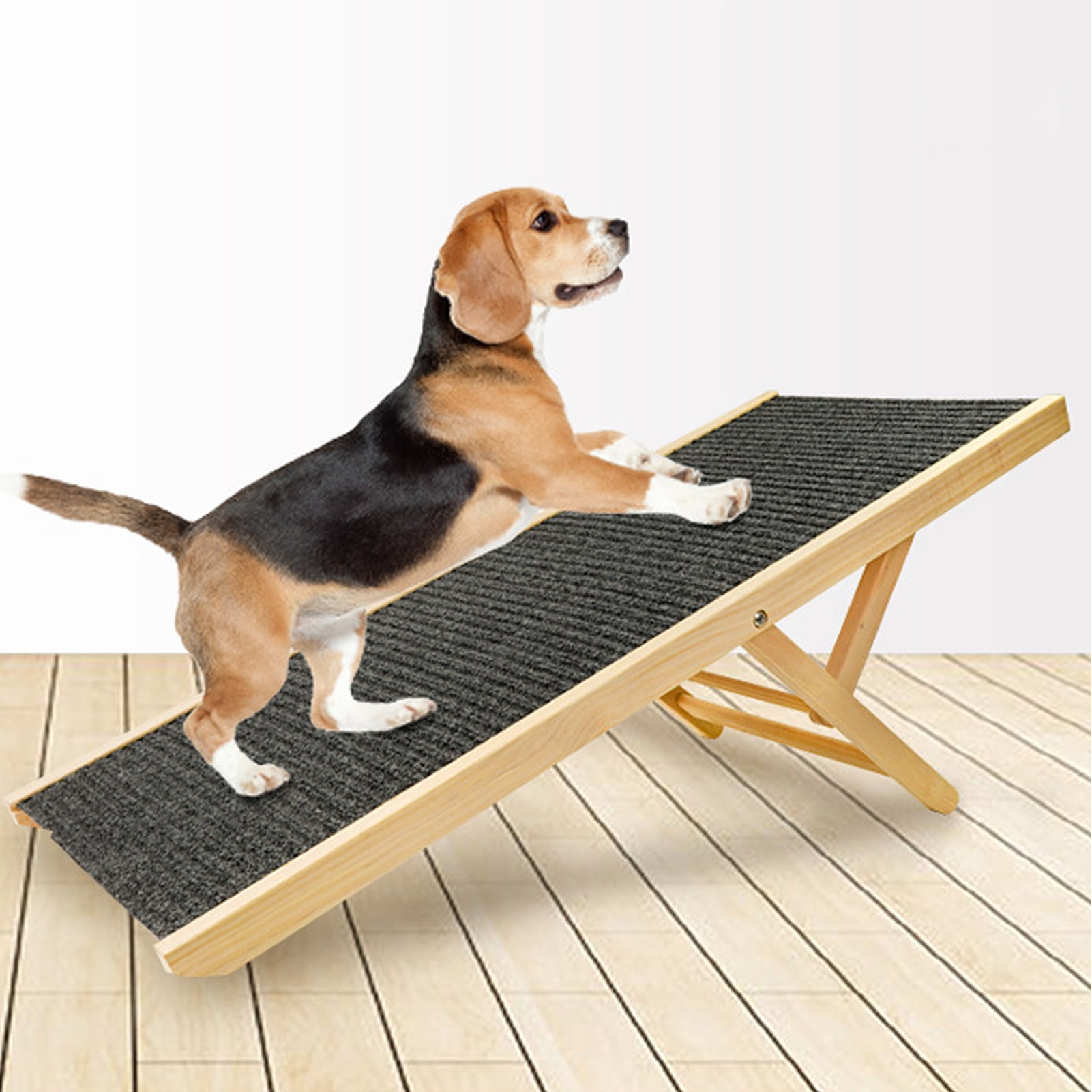 Estink Wood Dog Ramp Foldable Pet Climbing Ladder Height Adjustable For Bed For Car Size Approx. 100x43cm 39.4x16.9in L size Approx. 70x35cm 27