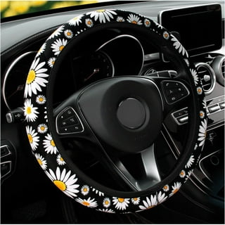  PZZ BEACH Abstract Hippie Flower Car Steering Wheel Cover Shift  Knob Protector for Women Men Colorful Daisy Accessories 3 Pack : Automotive