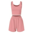 thumbnail image 3 of Hauaitttt Two Piece Outfits Women Summer Shorts Sets 2 Piece Sleeveless Matching Crop Top and High Waisted Shorts for Women Lap for Women Cute Swimming Suits Cute Summer Clothes for Juniors Ladies, 3 of 7