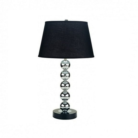NEW Modern Style Chrome & Painted Base Black Fabric Shade Finish 30" Table Lamp 6257