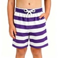 thumbnail image 2 of Rggeeun Baby Boys Shorts Cute Stripes Pattern Elastic Drawstring Waist Adjustable Loose Fit Soft Breathable Wide Leg For Summer Outdoor Picnics Cozy Bottoms,Purple,11-12 Years, 2 of 4