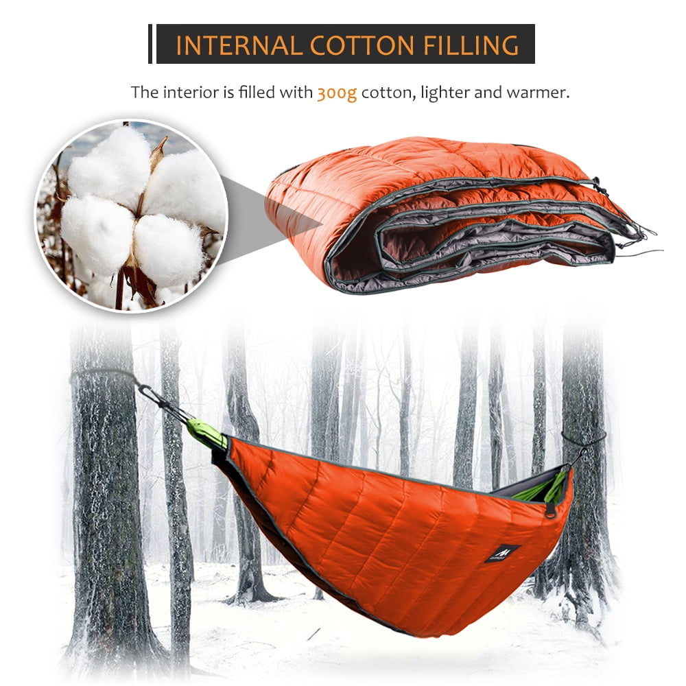 IClover Full Length Hammock Underquilt Camping Hiking Under Quilt Winter Warm Blanket US Orange