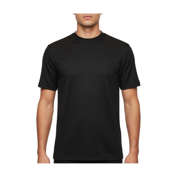 Men Dressy T-Shirt Log-In Uomo Soft Crew Neck Silky Short Sleeves 218 Black