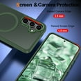 thumbnail image 3 of CASEFIV for Samsung Galaxy S25 Case,with Magnetic Invisible Stand [Military Drop Protection] [Compatible with MagSafe] Shockproof Slim Translucent Anti-Slip Case,Green, 3 of 7