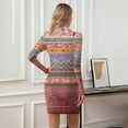 thumbnail image 5 of Women's High-Neck Casual Long Sleeve Floral Printed Slim-Fit Dress for Spring and Autumn Outings,Pink,XL, 5 of 6