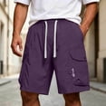 thumbnail image 5 of Riecok Men Cargo Shorts with Pockets Elastic Waist Drawstring Quick Dry Workout Shorts Solid Summer Hiking Clothes, 5 of 8