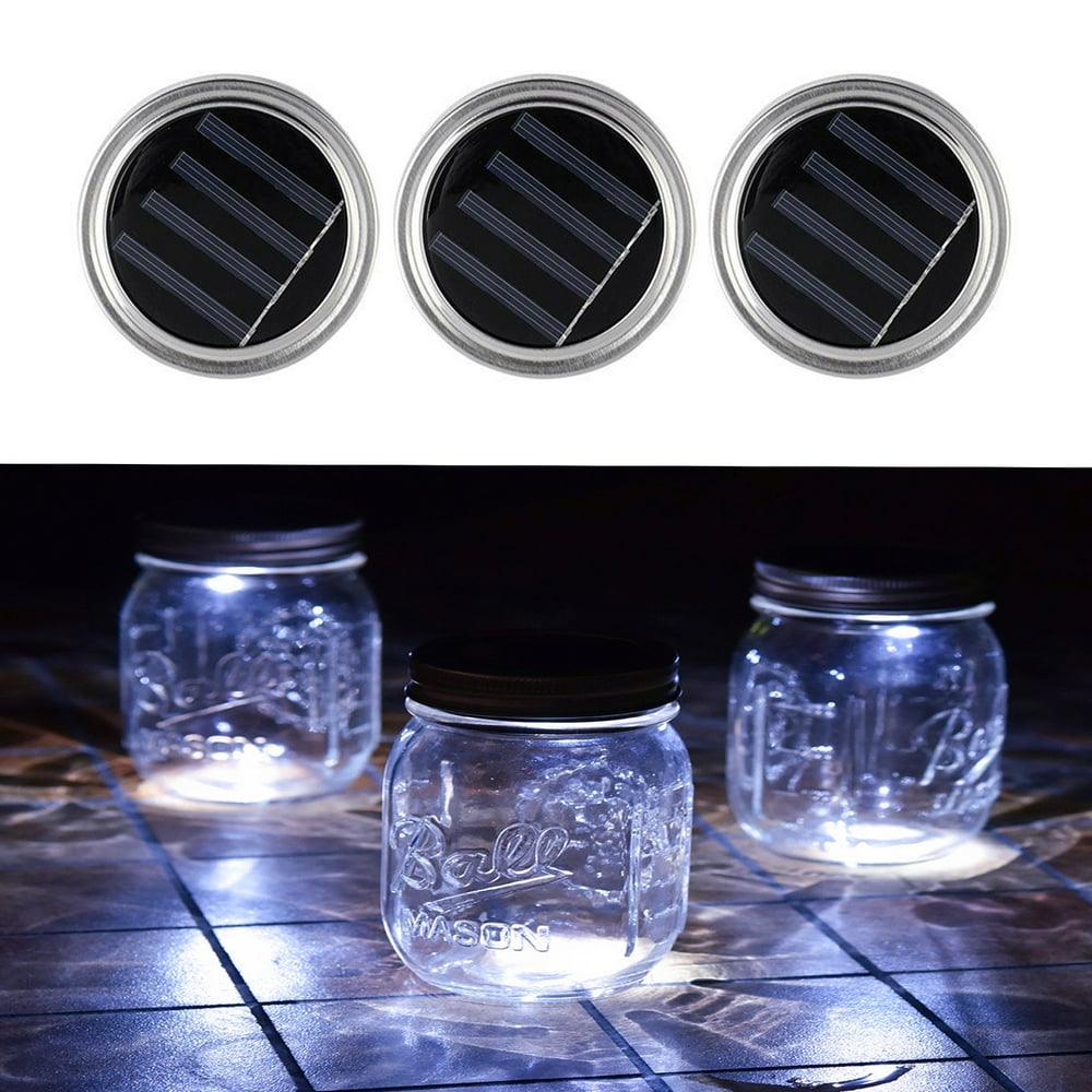 Solar Mason Jar Lid, EEEKit 3Pack 10 LED Solar Mason Jar Lid Fairy