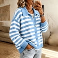 thumbnail image 5 of Fengqque Lady's Winter Long-sleeved Button-down Knitted Cardigan With Striped Sweater Coat, 5 of 7