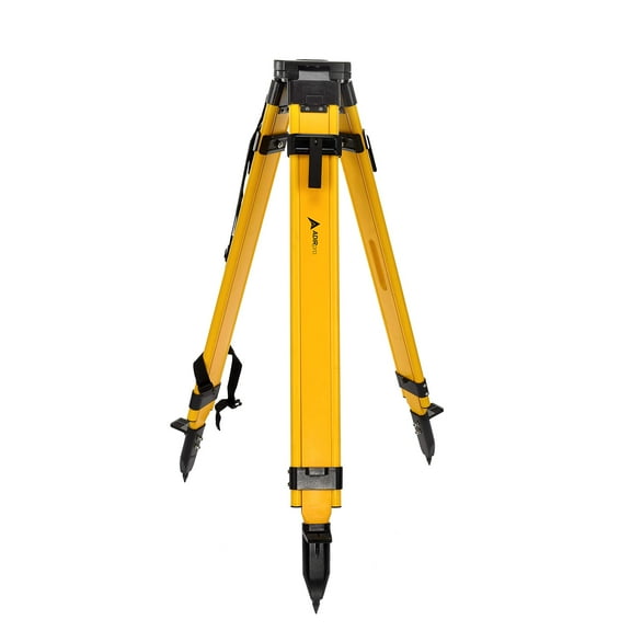 AdirPro Universal Survey Tripod – Laser Level Tripod – Transit Level Tripod - Quick Clamp - Heavy Duty Contractor Tripod 5/8” x 11” Thread (Yellow Wood/Fiberglass)