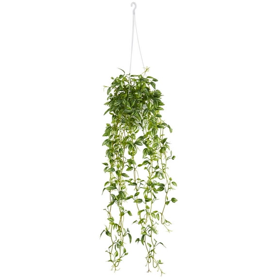 Nearly Natural Green Variegated Wandering Jew Hanging Basket Artificial Plant