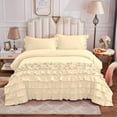 thumbnail image 2 of Duvet Cover 3 Piece Set Half-Ruffle (1 Duvet Cover & 2 Pillowcases) 100% Egyptian Cotton Quilt Cover with Zipper, 400TC Luxury Covers for Comforter & Blanket - Ivory Solid, King Size., 2 of 9