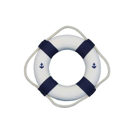 - Classic White Decorative Anchor Lifering With Blue Bands Christmas Ornament 6