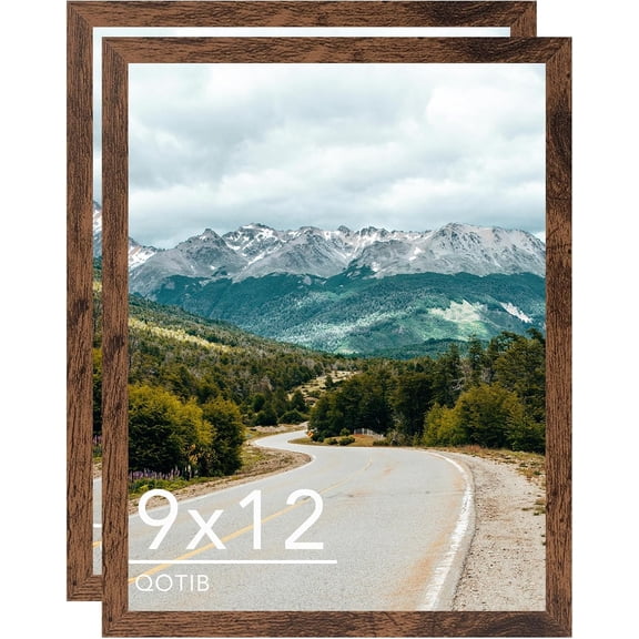 9x12 Picture Frame Deep Brown for Wall Hanging or Tabletop, Wood 9 x 12 Frame Photo Frame for Wall Horizontally or Vertically, Deep Brown, 2 Pack