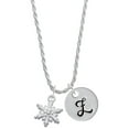thumbnail image 1 of Delight Jewelry White Snowflake with Clear Crystal Silvertone Script Initial Disc - Z - Charm Necklace, 20"+3", 1 of 4