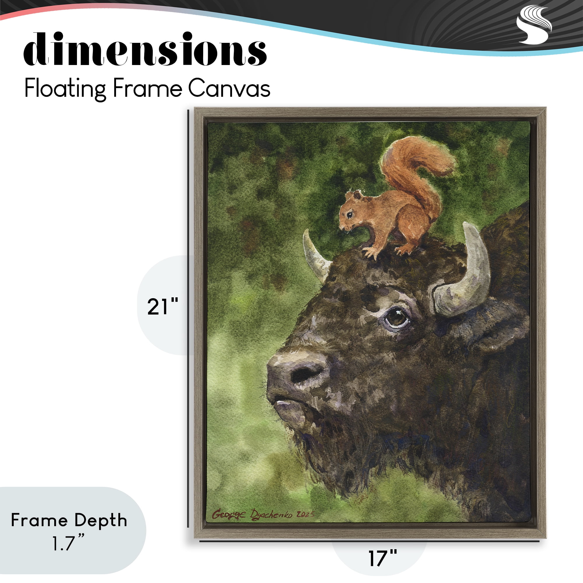 Stupell Industries Bison & Squirrel Duo Brown Framed Floater Canvas Wall Art, design by George Dyachenko