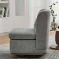 thumbnail image 3 of Hassch 360° Swivel Barrel Chair in Gray Chenille Upholstery, Modern Armless Accent Chair with Pillow and Metal Base for Living Room & Bedroom, 3 of 8