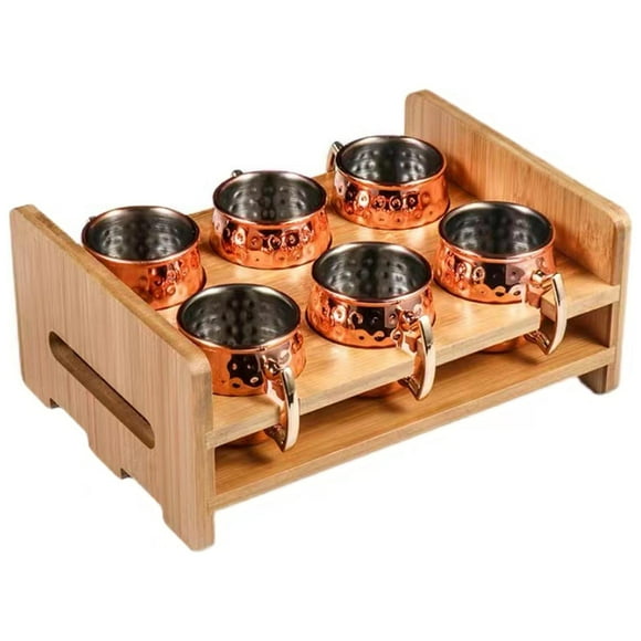 Mug W/ Bamboo Wood Rack Drinking Accessories for Cocktail