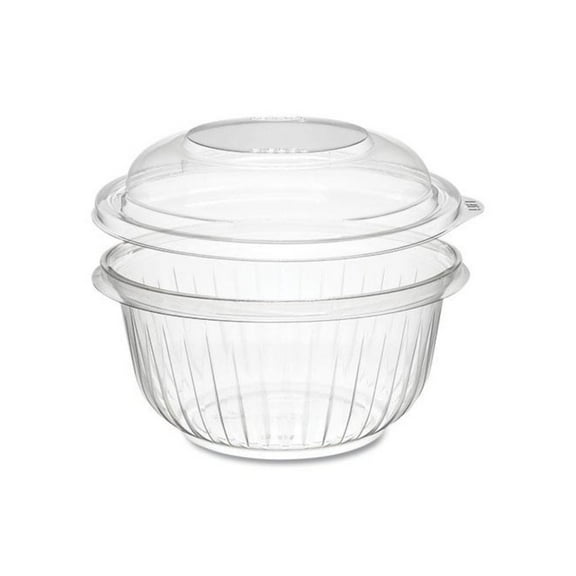 Dart PresentaBowls Bowl/Lid Combo-Paks, Dome Lid, 16 oz, Clear, Plastic, 63/Pack, 4 Packs/Carton