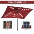 thumbnail image 4 of 6.5x10ft Rectangular Patio Umbrella with 20 Solar LED Lights, Wine Red UV Resistant Polyester Canopy, Aluminum Tilt Market Parasol for Garden, Pool, Backyard and Outdoor Dining, 4 of 7