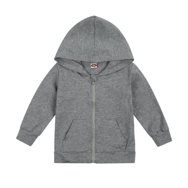 Honganda Kids Hooded Fall V-Neck Zipper Long-Sleeve Kangaroo Pocket Coat