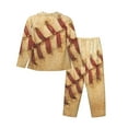 thumbnail image 2 of Disketp Pajamas Set Long Sleeve Sleepwear Womens Button Down Nightwear Pj Sets-Vintage Baseball, 2 of 9