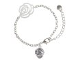 thumbnail image 2 of Delight Jewelry Silvertone Good Kitty with Black Paw Spinners Silver-tone Flower Link Chain Bracelet, 6.75"+2" Extender, 2 of 4