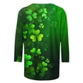 thumbnail image 4 of Ounisa T-Shirt pour Femmes à Manches 3/4 Col Ras du Cou Chandail Imprimé de la Saint-Patrick Coupe Ample Décontracté Mode Hauts Élégants P-3TG, 4 of 5