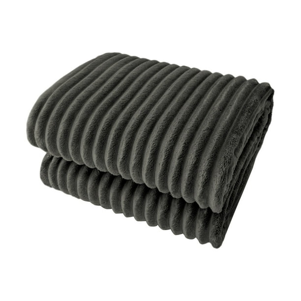 Manta de franela polar cálida y suave a rayas para sofá y cama, acogedora manta de microfibra acanalada para decoración de sofá para todas las estaciones.