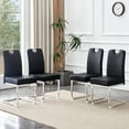 thumbnail image 3 of TesNus Dining Chair Set of 4 Black Faux Leather High Back Chrome Metal Legs for Dining Room Kitchen, 3 of 8