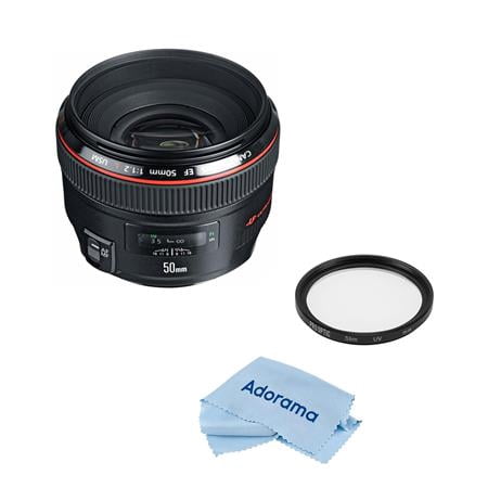 EF 50mm f/1.2L USM Lens, Bundle with ProOptic 72mm Multi Coated UV Slim Filter, Cleaning Cloth