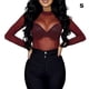 thumbnail image 2 of Camisa de la base de la mujer Sexy manga larga ver a través de la camiseta transparente de la dama casual camiseta Cuello redondo Cuello de fiesta Club femenino Tops Spring Wine Red S Guardurnaity AP008921-07, 2 of 7