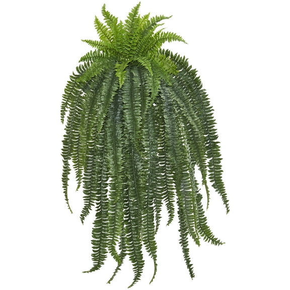 Nearly Natural 58" Boston Fern Artificial Hanging Plant, Green