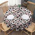 thumbnail image 3 of Light Gray Cow Black Spot Pattern Round Tablecloth 60"x60",Wrinkle Wipeable Table Cloth for Kitchen Dining Room Picnic Patio Party, 3 of 6