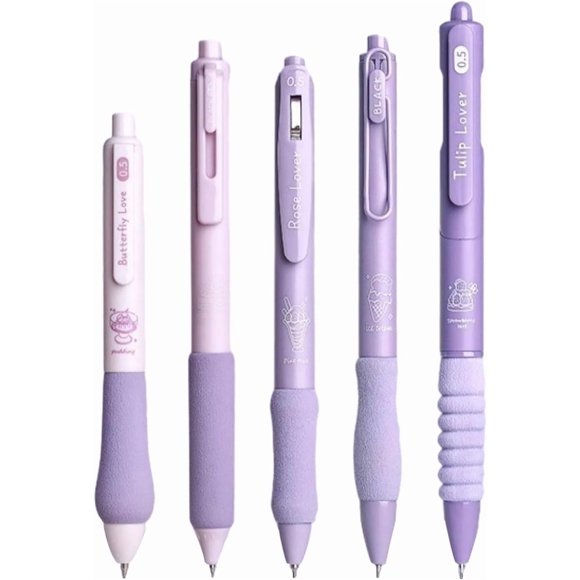 ZOUSSIQI 5 Pieces/box -0.5mm Student Writing Button Black Core Neutral Pen Cloud Grip Quick Dry Smooth Exam Signature Pen-Sweet afternoon tea CA919-54279
