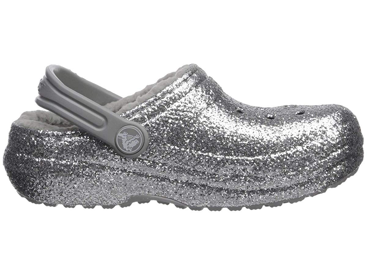 crocs Clog mit Fersenriemen Classic Glitter Lined Clog Kids Silber Croslite Norm 